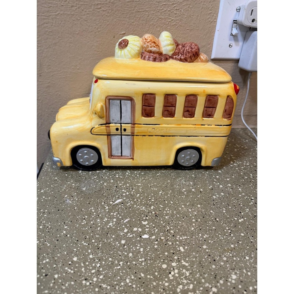 VTG Cardinal USA Pottery School Bus Ceramic Cookie Jar